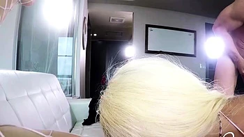 Sensual brunette and hardcore blonde threesome