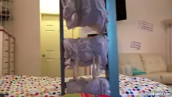 Facialised petite brunette Little Bailey gets fucked hard