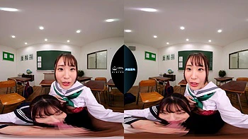 Horny Harem Cums Everywhere in Threesome VR