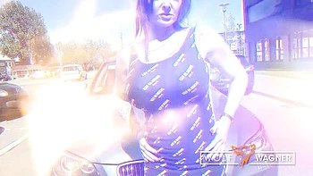 German mom's big tits fucked outside