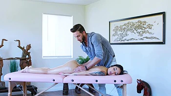 Skinny Asian babe Avery Black rides Lucas Frost's cock