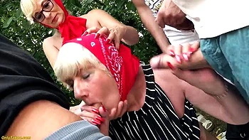 Mature Anal Orgy: Rough Outdoor Gangbang with Huge Cock