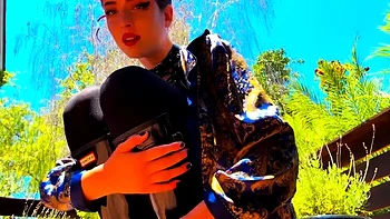 Mistress' Hunter Boots Licked and Sunk Outdoors