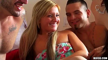 Hazel Allure and Rachel Rose Doggy Foursome Fuck