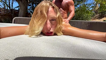 From my perspective, with the stunning blonde beauty, it's quite delightful.