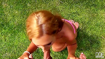 Cute 18yo Teen 18+ Redhead Gives Pov Blowjob - Outdoor Cumshot