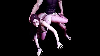 Große Titten asiatische Brünette wird stehend gefickt