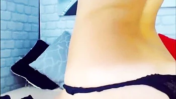Petite brunette strips and fingers college pussy