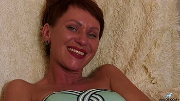 Shaved redhead milf with tight ass in panties