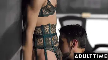 ADULT TIME - Sexy Trans Professor Takes Open Mouth Facial From Her Favourite QB!