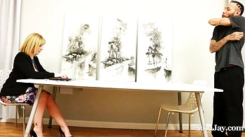 Sara Jay Sucks Big Cock with Macana Man