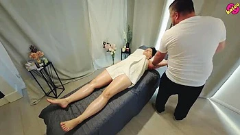 Shy MILF Gets Pussy Massage & Squirts During Oiled Fuck