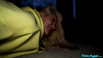 Blonde Gives POV Blowjob and Handjob Outdoors