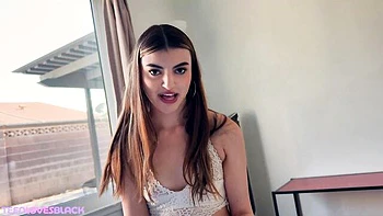 Petite brunette rides huge BBC in homemade POV