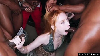 Tiny Redhead Madi Collins First BBC Gangbang DP Gagged