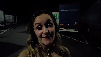 Wife's Orgasm Masturbating in Truck Stop Parking