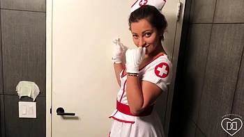 Nurse Babe Gives Amateur Blowjob & Handjob