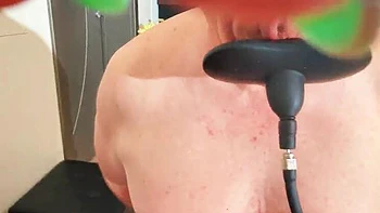 MILF Mistress Inflates Gag, Sissy Husband Suffocates in Cage