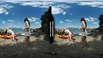 Brunette Smoking Babe Naked Kayaking Outdoors