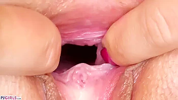 Stacy and Victoria's close-up pussy play lesbian POV