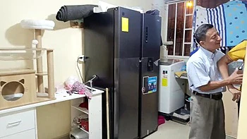 Old Man Fucks Two Busty Stepdaughters in New Year's Homemade Threesome