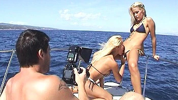Skinny Sandy and Sophie Moone Fuck with Natural Tits Outside