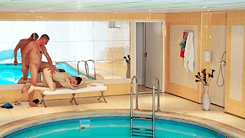 Sunny Honey fucked hard in sauna and by the pool