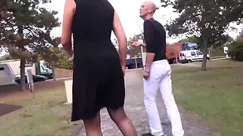 Gwenola’s Outdoor Blowjob Facial - Mature MILF Glasses Sucks