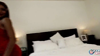 Cute Latina Tgirl Masturbates in Lingerie