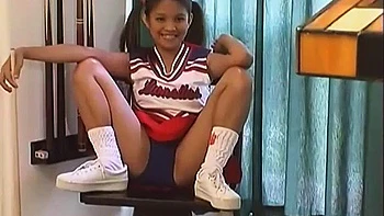 Asian Cheerleader Loses at Pool, Gets Fucked Cowgirl Doggy