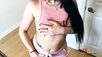 Trina Rush spreads her wet pussy in sexy strip tease