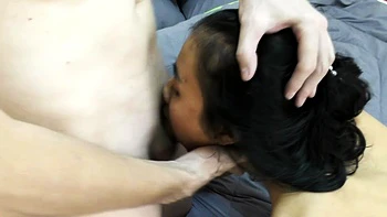 Asian blowjob with facial creampie doggy style