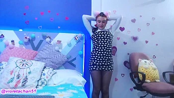 Violet Pantyhose Babe Teases Feet & Tits Solo
