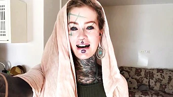 Tattooed skinny babe with dreadlocks fucked on beach