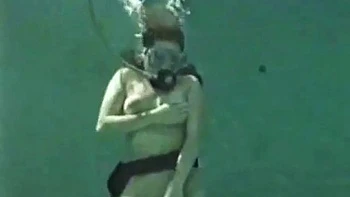 Milf with Big Tits Masturbates Solo with Dildo Underwater