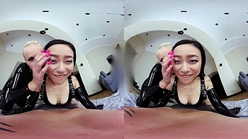 Latex Threesome: POV Blowjob and Doggy Fuck