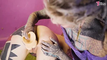 Tattooed Alt Babes Strap-On Lesbian Fucking