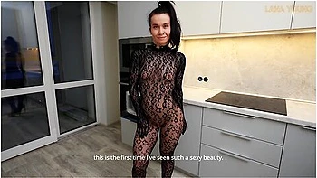 Stepson Catches Milf Stepmom in Sexy Outfit and Fucks All Holes