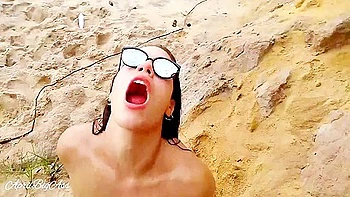 Latina Teen Drinks Over 5L Pee on Beach, Public Pissing POV