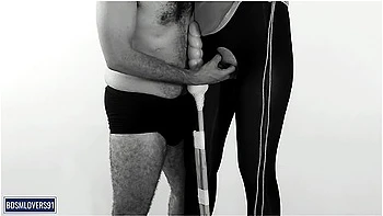 Shaking Legs In Black Pantyhose Standing Pole Bondage With None Stop Orgasms