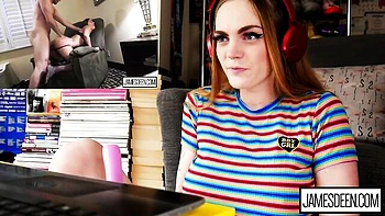 Sexy redhead lady Abbie Maley stimulates her crack with a sex toy