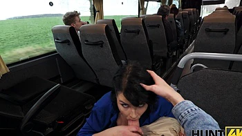 Charlie Dean and Federika try to fuck on a bus in a daring public spot