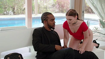 Babe Camille fucks a huge black cock with her long hair